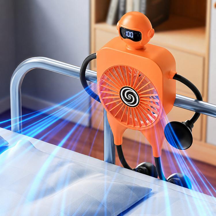 F17 Smart Digital Display Suction Cup Robot Fan 100 Speed Levels Desktop Fan(Orange)