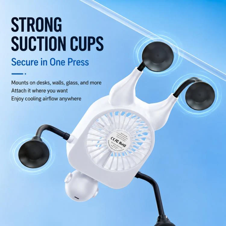 F17 Smart Digital Display Suction Cup Robot Fan 100 Speed Levels Desktop Fan(Orange) - Image 11