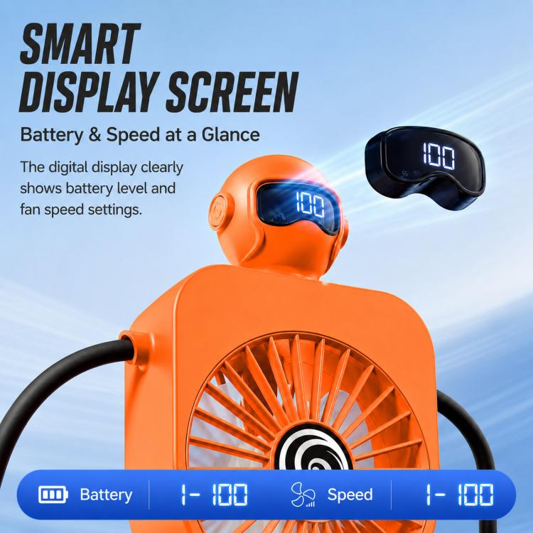 F17 Smart Digital Display Suction Cup Robot Fan 100 Speed Levels Desktop Fan(Orange) - Image 12