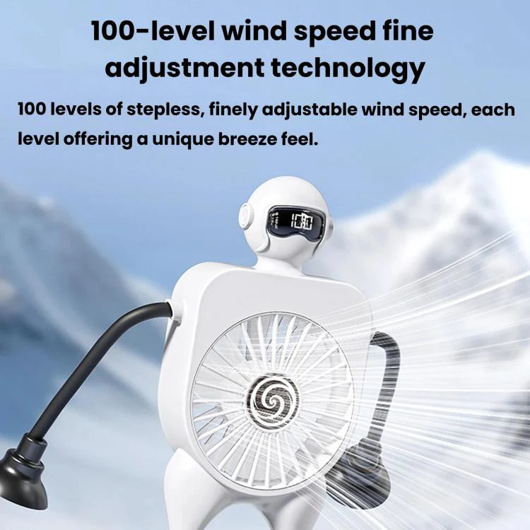 F17 Smart Digital Display Suction Cup Robot Fan 100 Speed Levels Desktop Fan(White) - Image 6