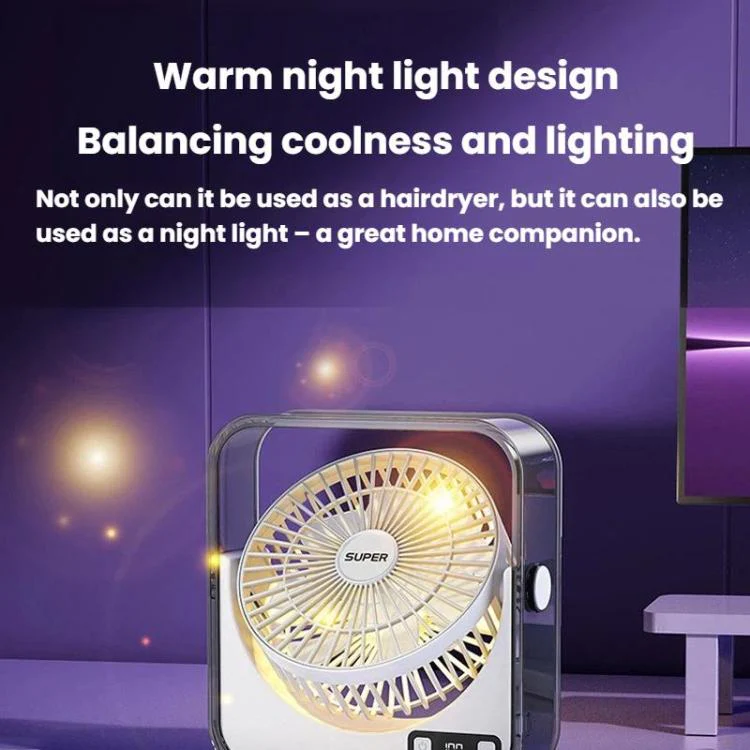F2 Desktop Quiet Fan With 100-Speed Stepless Speed Control Smart Digital Display Fan With Light(Purple) - Image 10