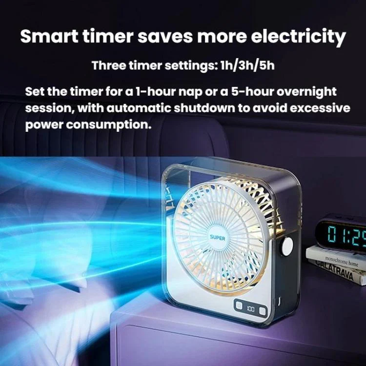 F2 Desktop Quiet Fan With 100-Speed Stepless Speed Control Smart Digital Display Fan With Light(Purple) - Image 11