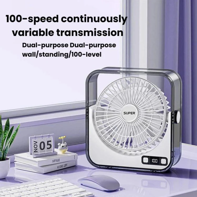 F2 Desktop Quiet Fan With 100-Speed Stepless Speed Control Smart Digital Display Fan With Light(Purple) - Image 2