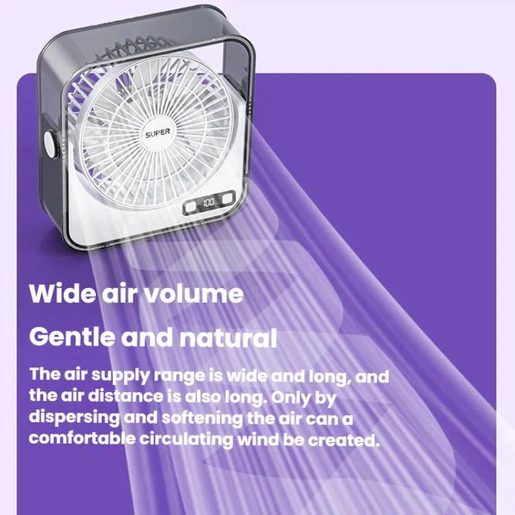 F2 Desktop Quiet Fan With 100-Speed Stepless Speed Control Smart Digital Display Fan With Light(Purple) - Image 4