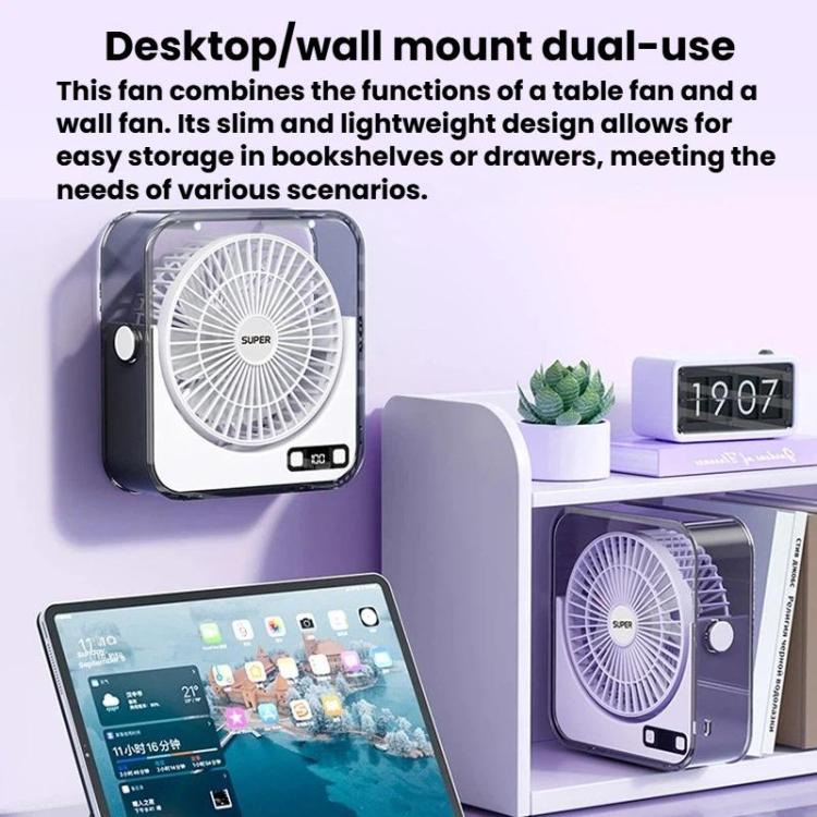 F2 Desktop Quiet Fan With 100-Speed Stepless Speed Control Smart Digital Display Fan With Light(Purple) - Image 8