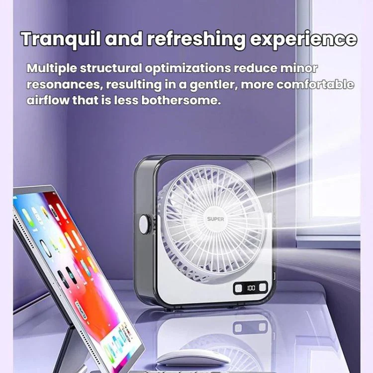F2 Desktop Quiet Fan With 100-Speed Stepless Speed Control Smart Digital Display Fan With Light(Purple) - Image 9