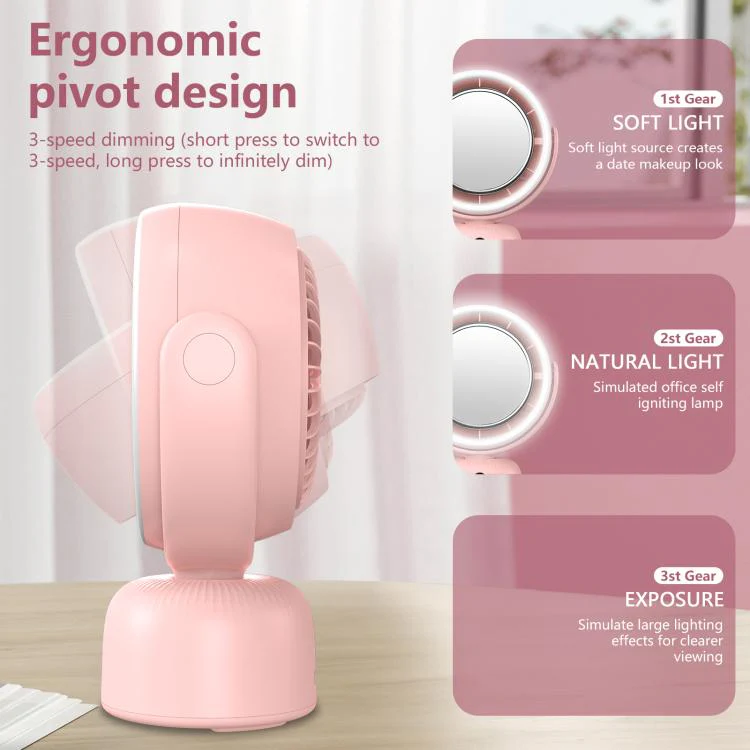 F2 Makeup Mirror Beauty Fill Light Desktop Fan(White) - Image 4