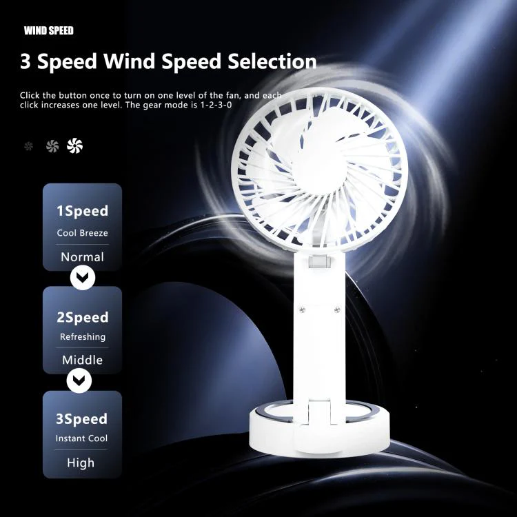F20 Portable Magnetic Folding Fan with LED(White) - Image 3