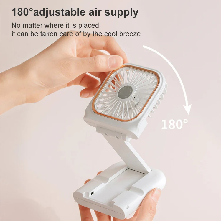 F30 Electroplating Handheld Fan Portable Desktop Folding Mute USB Hanging Neck Fan, Upgraded Version (Blue) - Image 4