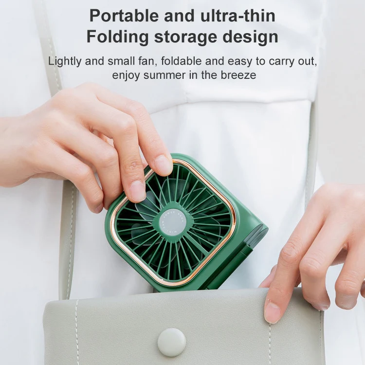 F30 Electroplating Handheld Fan Portable Desktop Folding Mute USB Hanging Neck Fan, Upgraded Version (Blue) - Image 8