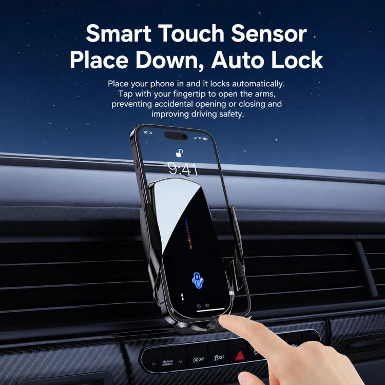 F4 Smart Infrared Sensing Car Magnetic Wireless Charging Phone Holder, Color:Silver(Wireless Charger + Magnetic connector) - Image 10