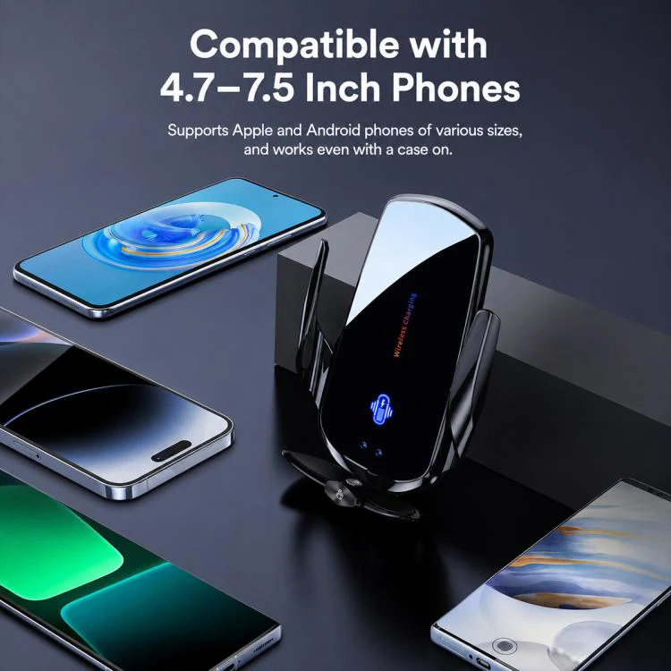 F4 Smart Infrared Sensing Car Magnetic Wireless Charging Phone Holder, Color:Silver(Wireless Charger + Magnetic connector) - Image 16