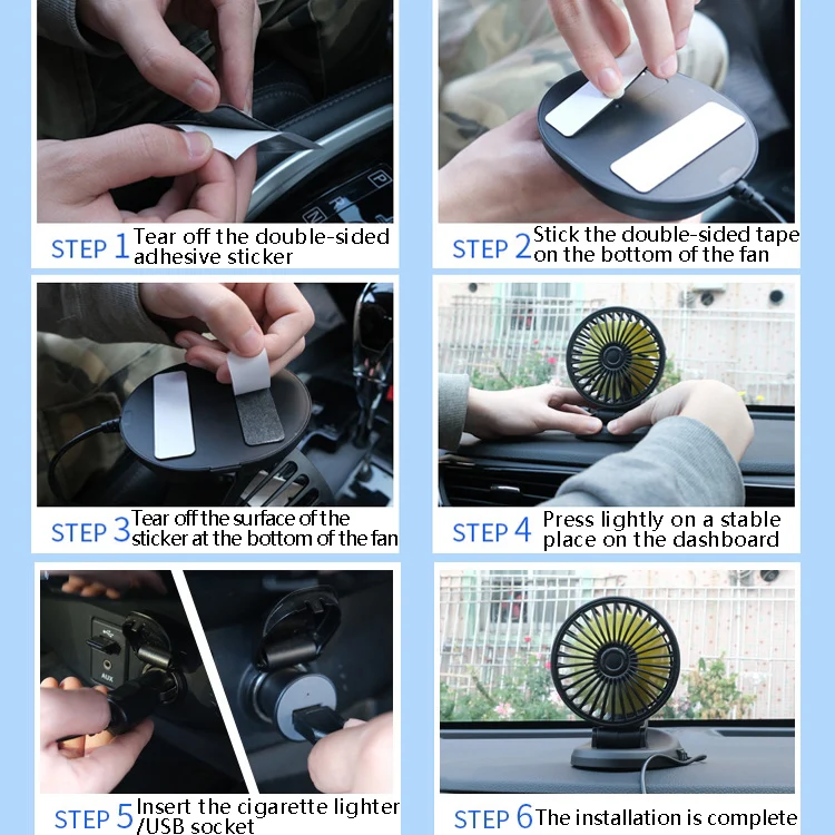 F409 Car Fan General Car Shaking Head Fan(Cigarette Lighter Port 12V) - Image 10