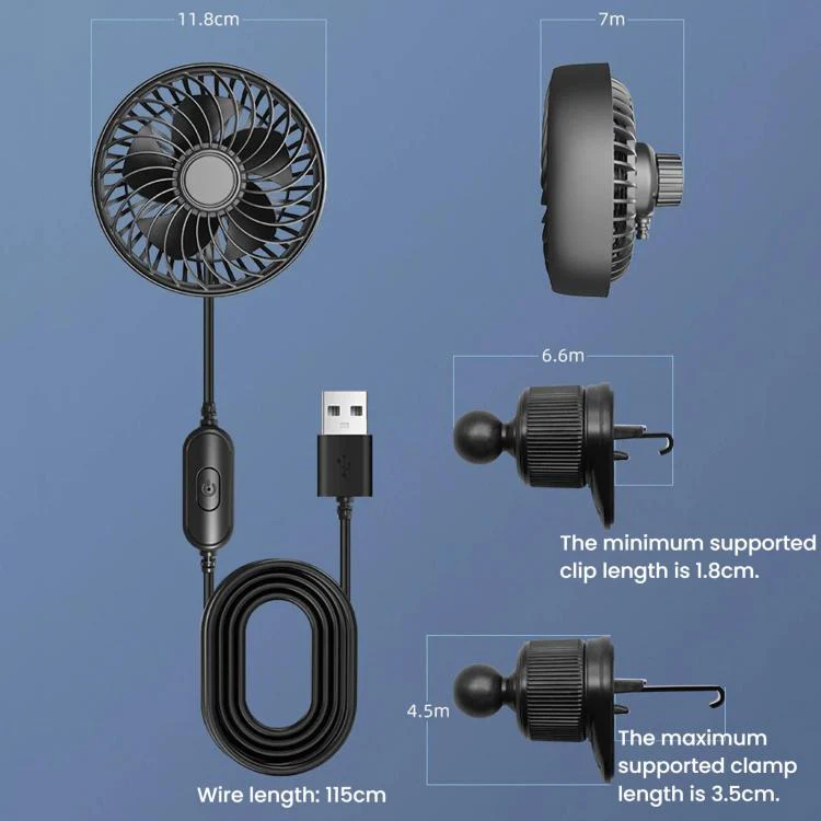 F4201 3-Speed Air Vent Quiet Fan Universal USB Mini Car Fan - Image 10