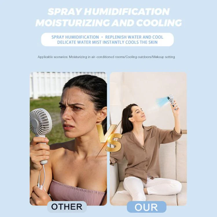 F5 High-Speed Handheld Spray Cooling Fan with LED Display(Green) - Image 7