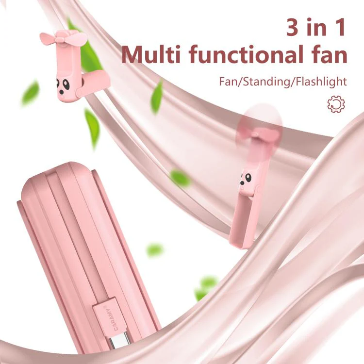 F5 Mini Folding Fan Integrated Type-C Cable(White) - Image 3
