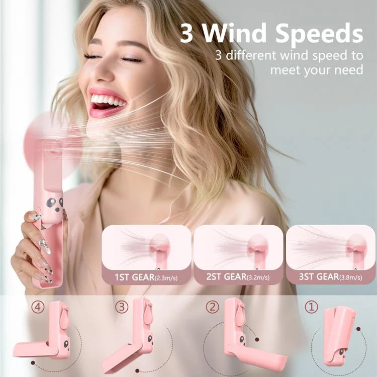 F5 Mini Folding Fan Integrated Type-C Cable(White) - Image 4