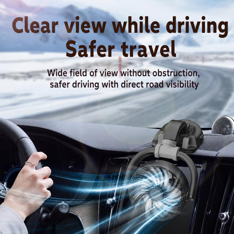 F5504 Car Cooling Fan With Phone Holder 3-Way Foldable Adjustable Quiet Fan - Image 3