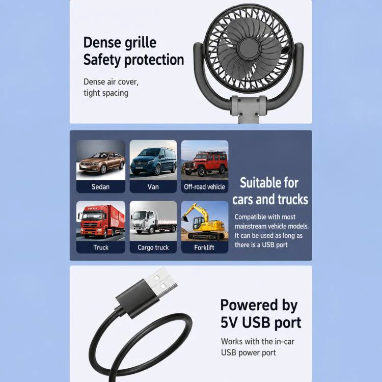 F5505 Dual-Head 3-Speed Cooling Fan With Phone Holder Angle Adjustable Low Noise Fan - Image 10