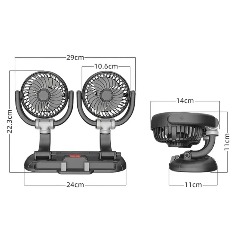 F5505 Dual-Head 3-Speed Cooling Fan With Phone Holder Angle Adjustable Low Noise Fan - Image 3