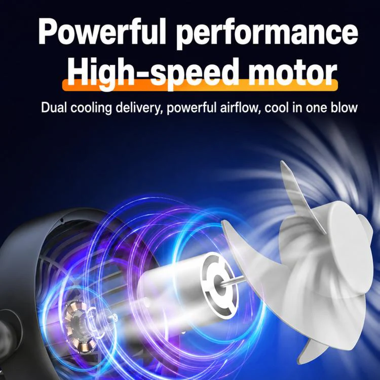 F5505 Dual-Head 3-Speed Cooling Fan With Phone Holder Angle Adjustable Low Noise Fan - Image 7