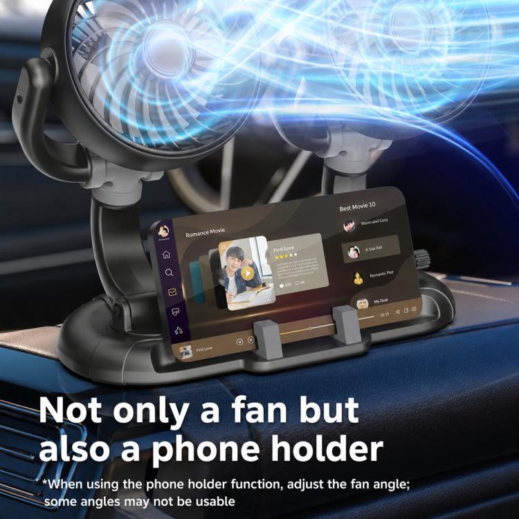 F5505 Dual-Head 3-Speed Cooling Fan With Phone Holder Angle Adjustable Low Noise Fan - Image 8