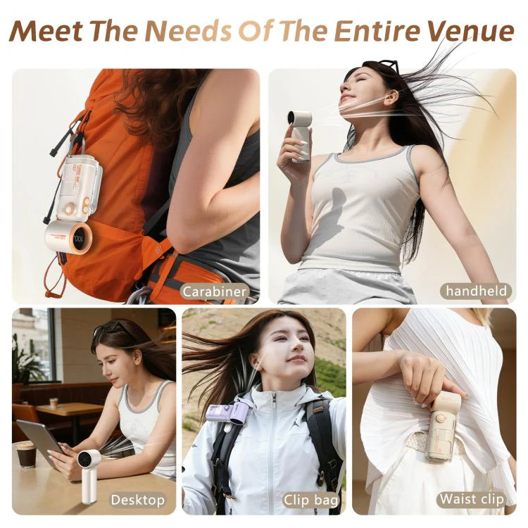 F6 Portable High-Speed Handheld Fan with Waist Clip(White) - Image 8