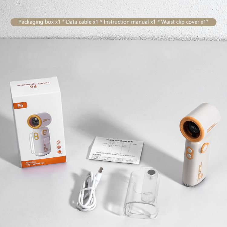 F6 Portable High-Speed Handheld Fan with Waist Clip(White) - Image 9