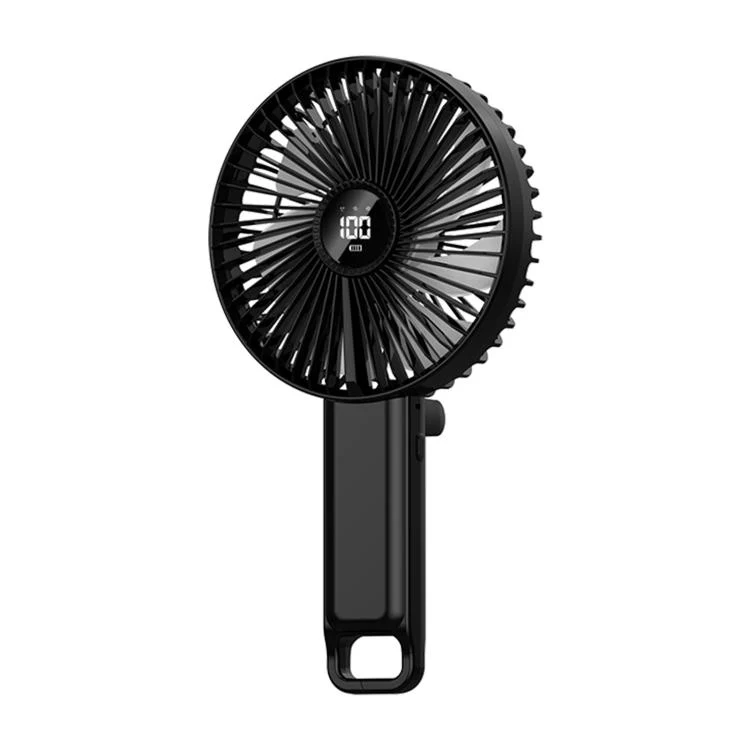 F7 Large Folding Handheld Fan with LED Digital Display(Black) - Image 2