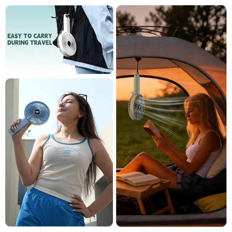 F7 Large Folding Handheld Fan with LED Digital Display(Blue) - Image 9
