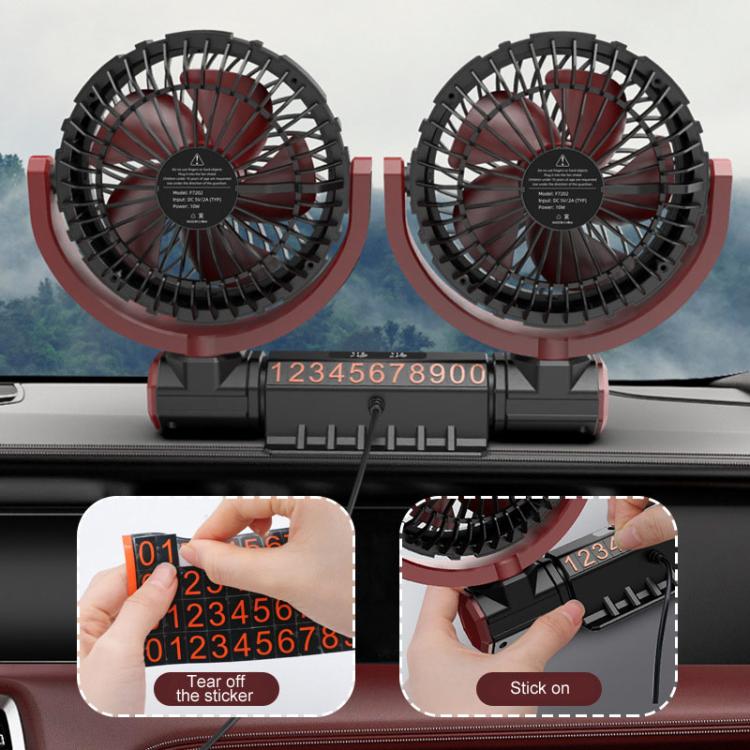 F7201 Car Foldable Rotating USB Dual-Head Fan(Black And Red) - Image 5