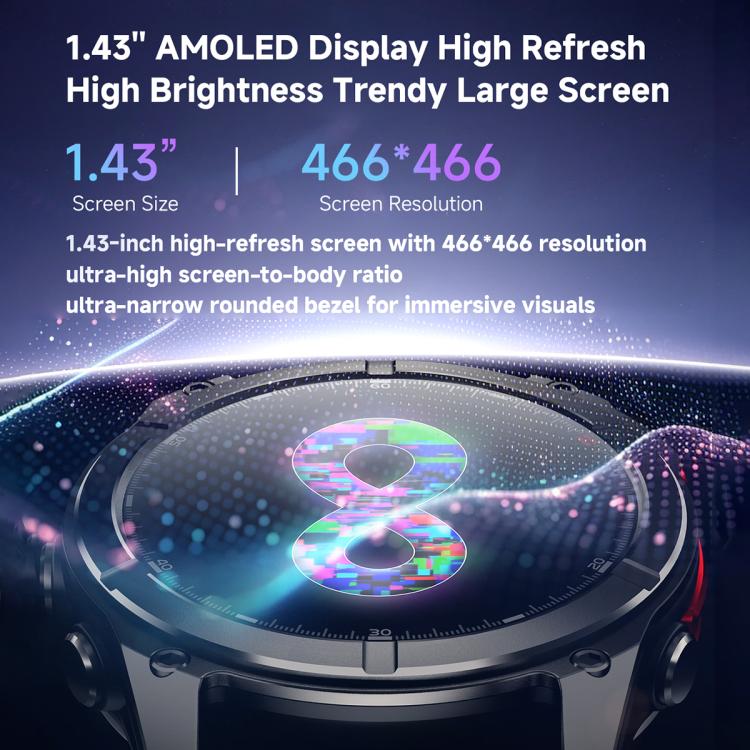 F8 Pro 1.43 inch AMOLED Screen Smart Watch Support Health Monitoring, Multi-Sport Modes(Black) - Image 6