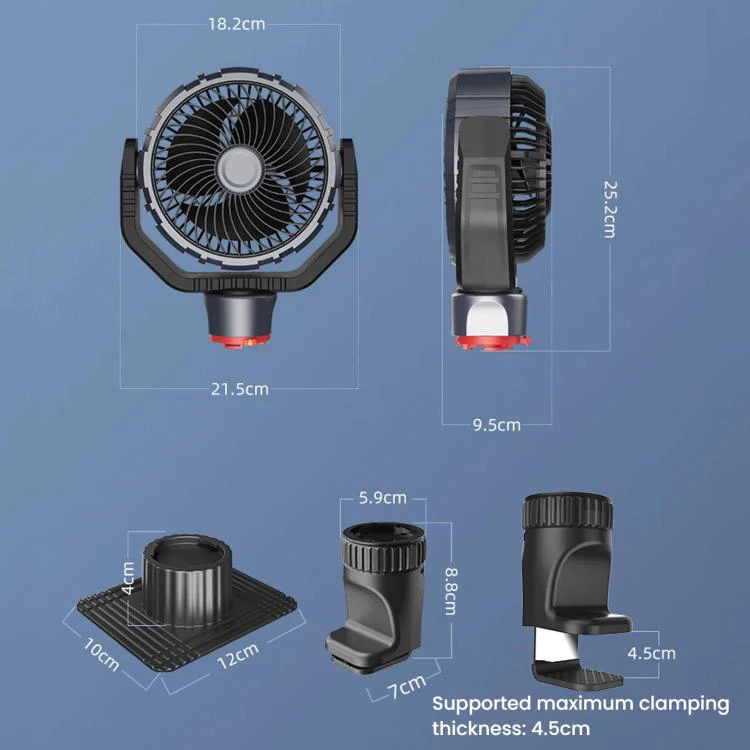 F8104 Stepless Speed Regulation Quiet Car Fan 12V/24V Angle Adjustable Truck Cooling Fan - Image 10