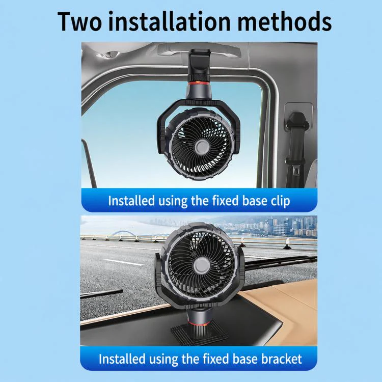 F8104 Stepless Speed Regulation Quiet Car Fan 12V/24V Angle Adjustable Truck Cooling Fan - Image 7