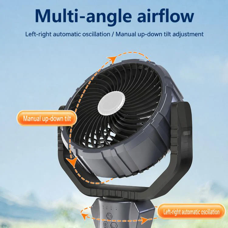 F8105 Oscillating Outdoor Fan With LED Light Remote Control Rechargeable Portable Fan - Image 6
