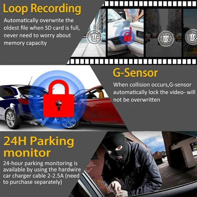 F9 Car Front and  Inner Dual Camera HD Infrared Night Vision Car Driving Recorder - Image 5