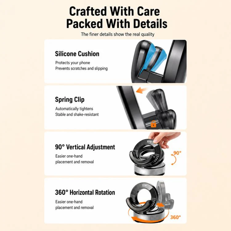 F9 Vacuum Suction Cup Phone Car Mount For Navigation Desktop Use, Style:Parking Number Plate(Orange) - Image 13