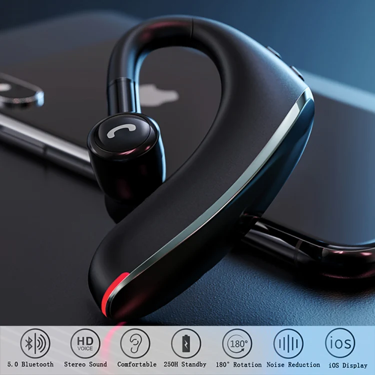 F900 Mini Earhook 180° Freely Rotating Wireless Bluetooth 5.0 Earphone Car Handsfree Call Headphone(Red) - Image 13