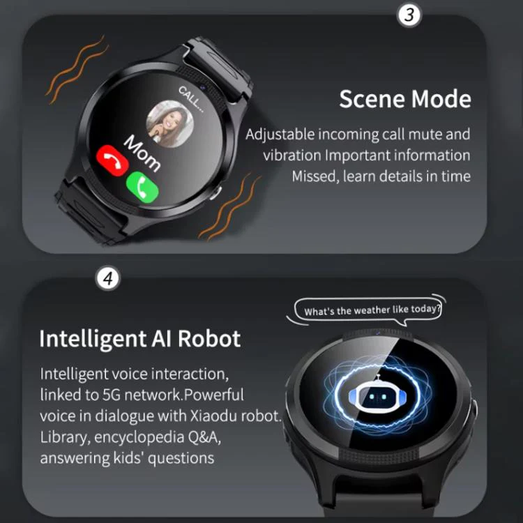 FA103 1.28-inch Screen 4G Network GPS Tracking Kids Smart Watch(Black) - Image 13