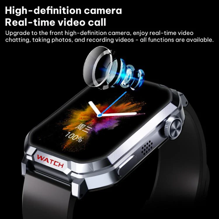 FA82S 1.83-inch 4G Network GPS Tracking Smart Watch Support Heart Rate / Blood Pressure Monitoring(Silver Black) - Image 6