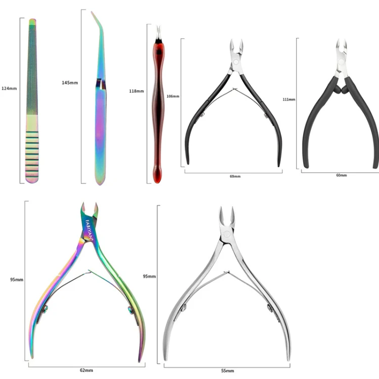 FABIYAN Stainless Steel Dead Skin Shear Steel Push Nail Art Tool Set, Specification: Set 7 - Image 2