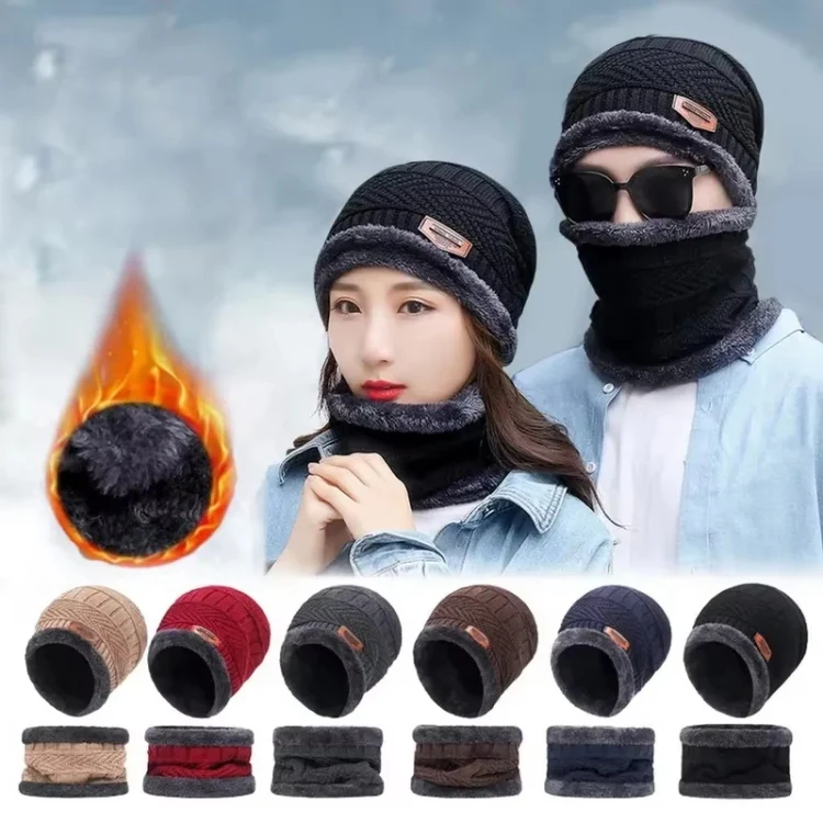 Fall Winter Men Soft Knitted Woolen Hat Fleece Warm Anti-Cold Riding Scarf Hat Neck Protect Cap, Size: Average(Black) - Image 2