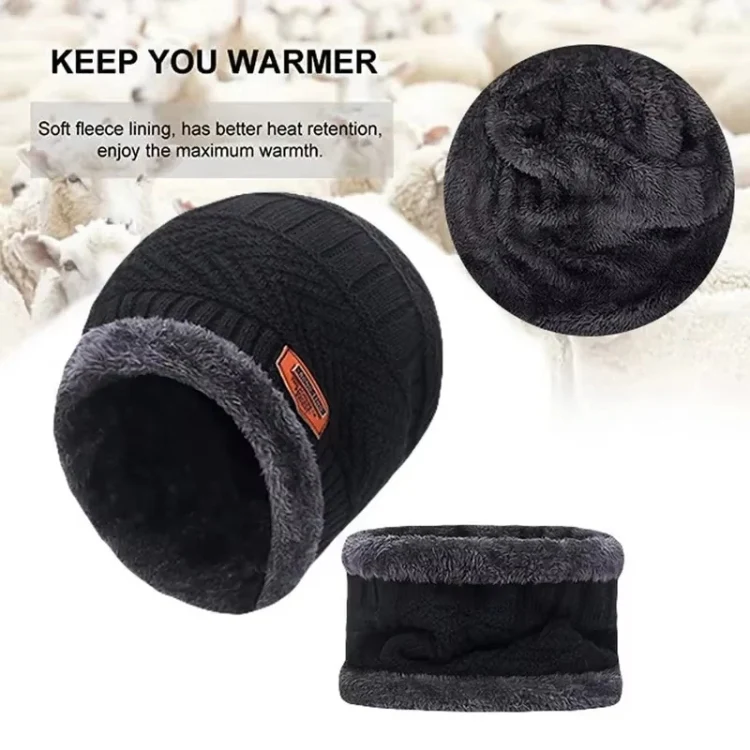 Fall Winter Men Soft Knitted Woolen Hat Fleece Warm Anti-Cold Riding Scarf Hat Neck Protect Cap, Size: Average(Red) - Image 3