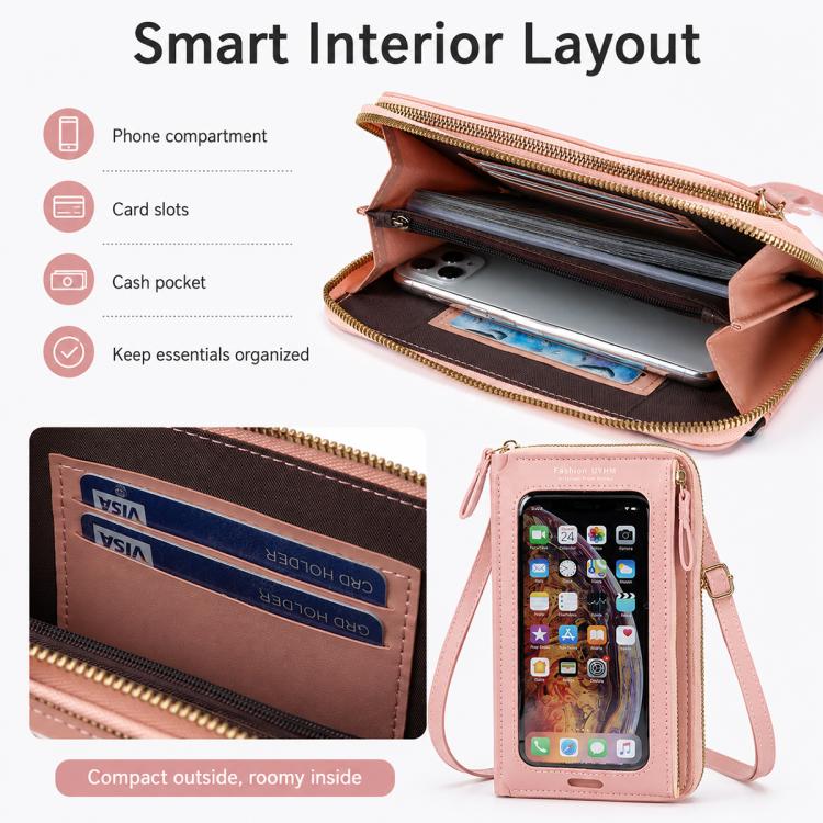 Female Touch Screen Phone Bag Multifunctional Crossbody Zipper Pouch(Black) - Image 4