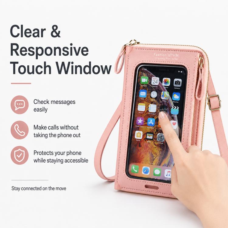 Female Touch Screen Phone Bag Multifunctional Crossbody Zipper Pouch(Black) - Image 9