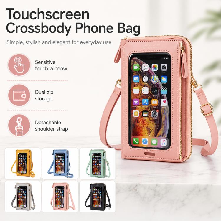 Female Touch Screen Phone Bag Multifunctional Crossbody Zipper Pouch(Grey) - Image 2