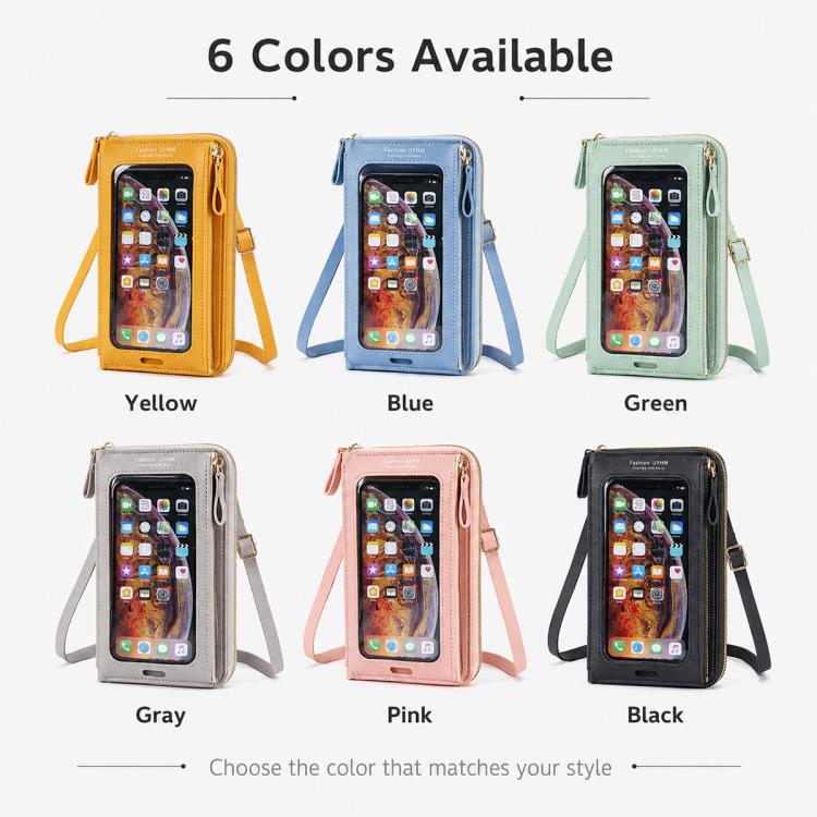 Female Touch Screen Phone Bag Multifunctional Crossbody Zipper Pouch(Light Green) - Image 3