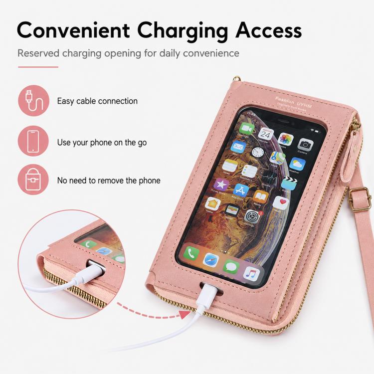 Female Touch Screen Phone Bag Multifunctional Crossbody Zipper Pouch(Yellow) - Image 5