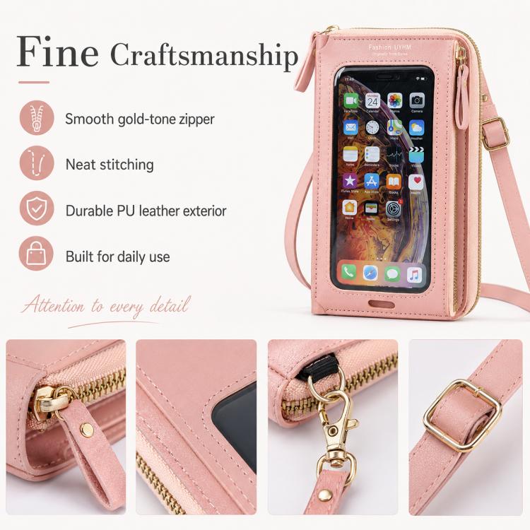 Female Touch Screen Phone Bag Multifunctional Crossbody Zipper Pouch(Yellow) - Image 7