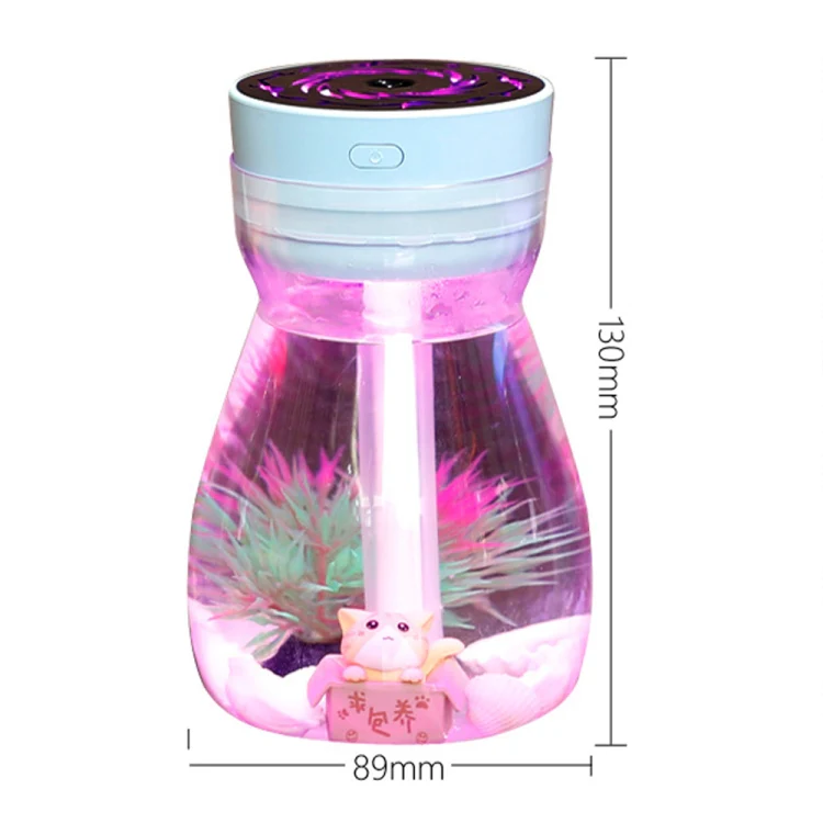 FH-068 Mini USB Car Home Colorful Light Bottle Micro Landscape Humidifier(Blue) - Image 2